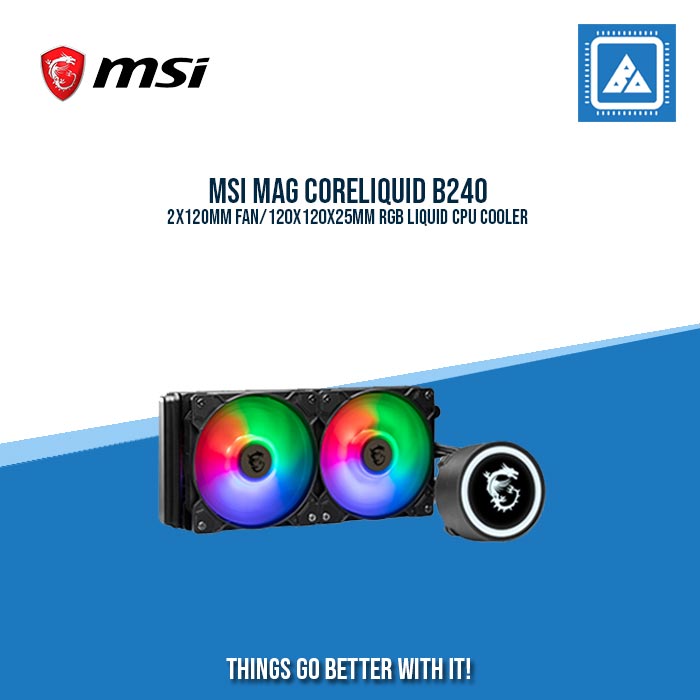 MSI MAG CORELIQUID B240 2X120MM FAN/120X120X25MM RGB LIQUID CPU COOLER MSI MAG CORELIQUID B240 2X120MM FAN/120X120X25MM RGB LIQUID CPU COOLER